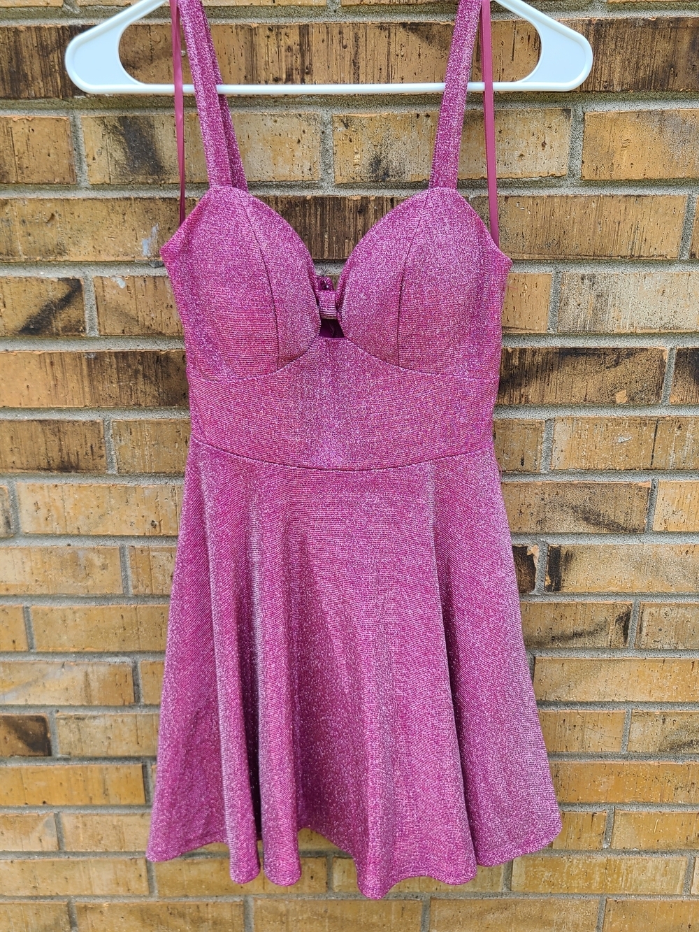 City Vibe Pink Glitter Fit & Flare Dress Size 3 Bustier Party Mini